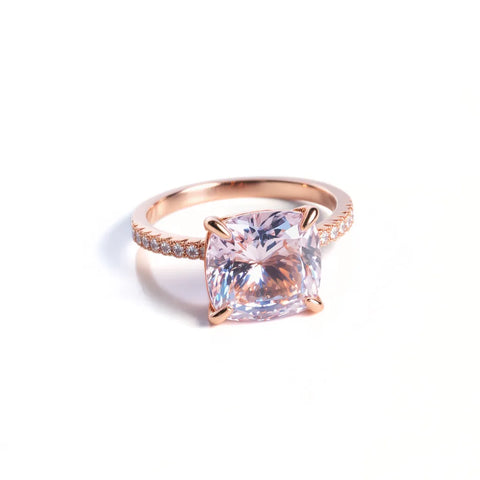 Anel Solitário com Safira Rosa Lapidado Banhada a Ouro Rosé 18k