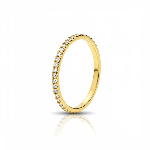 Anel Fino com Cristais em Banhado a Ouro 18k