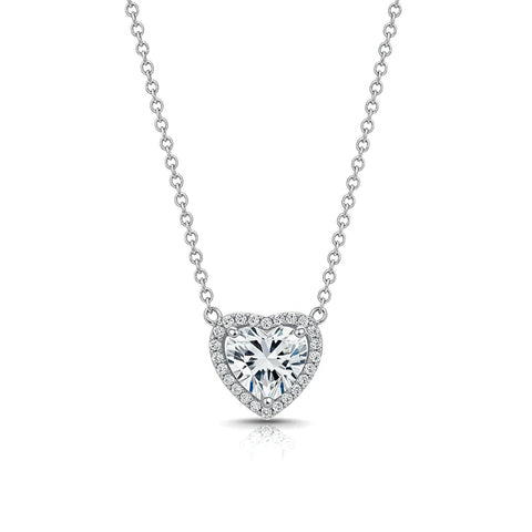 Colar Coração Moissanite Cravejado em Prata 925