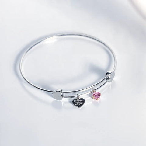Pulseira “I Love You” com Pingentes de Coração em Prata 925