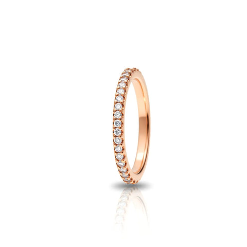 Anel Fino com Cristais em Banhado a Ouro Rosé 18k