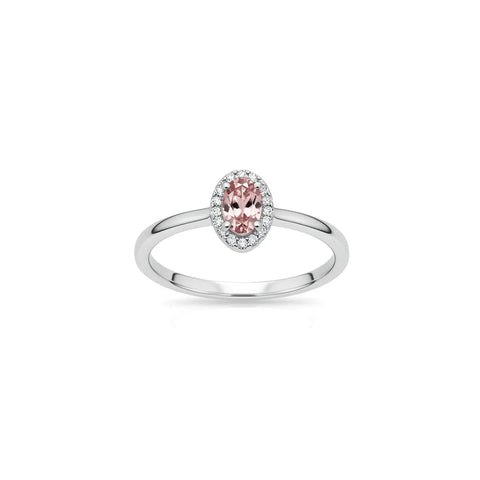 Anel Oval com Cristal Rosa Claro em Prata 925