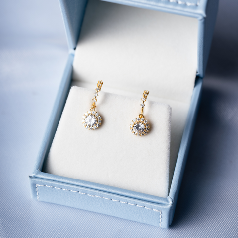 Brinco Argola em Cristais  Banhado a Ouro 14K
