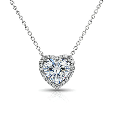Colar Coração Moissanite Cravejado em Prata 925