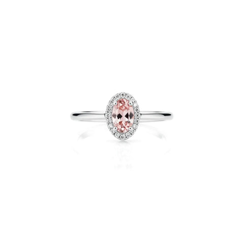 Anel Oval com Cristal Rosa Claro em Prata 925
