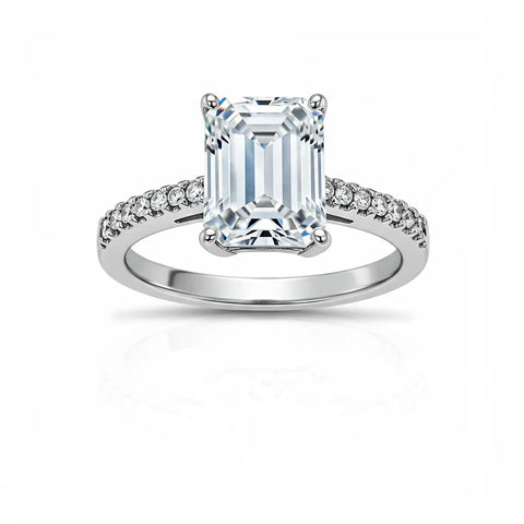 Anel Solitário Moissanite Retangular em Prata 925