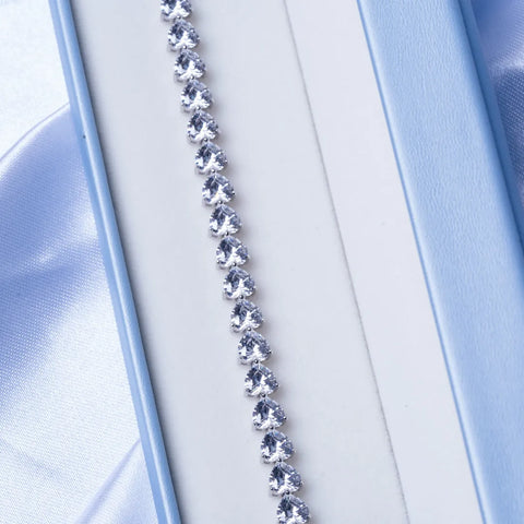 Pulseira Grace Cristais Corações em Prata 925
