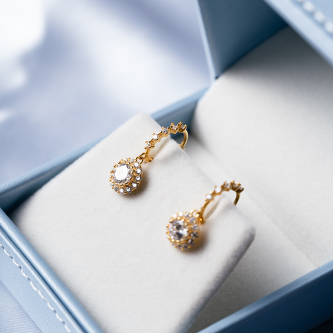 Brinco Argola em Cristais  Banhado a Ouro 14K