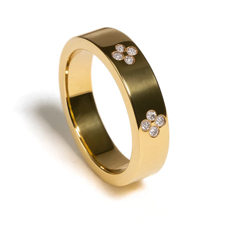 Anel Trevos em Moissanite Banhando a Ouro 18k