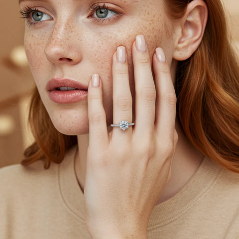 Anel Flor com Moissanite em Prata 925