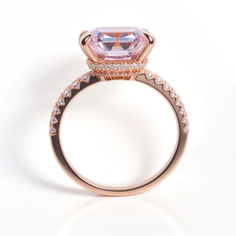 Anel Solitário com Safira Rosa Lapidado Banhada a Ouro Rosé 18k