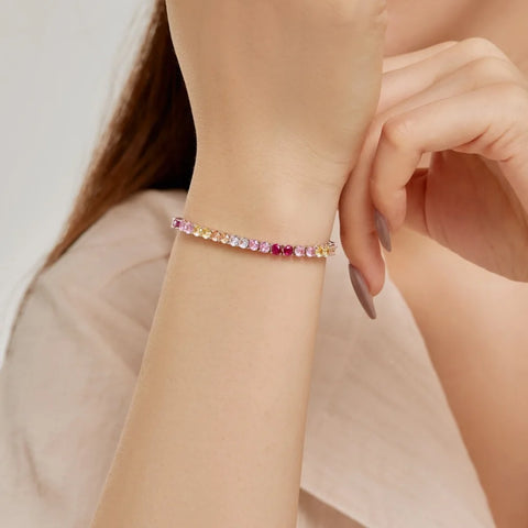 Pulseira Riveira Arco-Íris em Prata 925