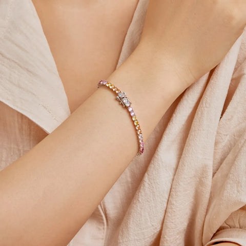 Pulseira Riveira Arco-Íris em Prata 925