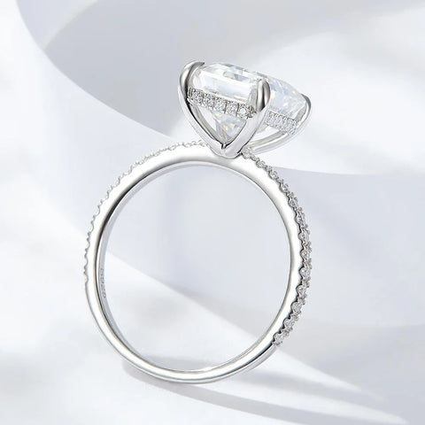 Anel Solitário Moissanite Retangular em Prata 925
