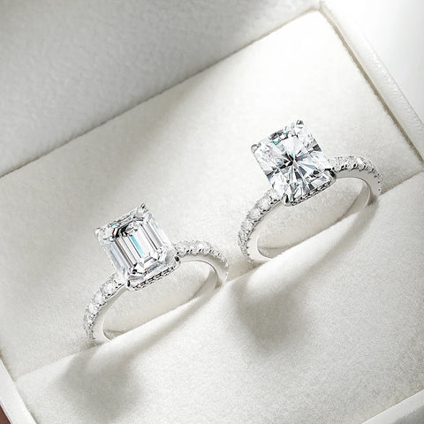 Anel Solitário Moissanite Retangular em Prata 925
