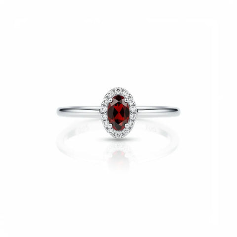 Anel Oval Cravejado Cristal Vermelho Em Prata 925